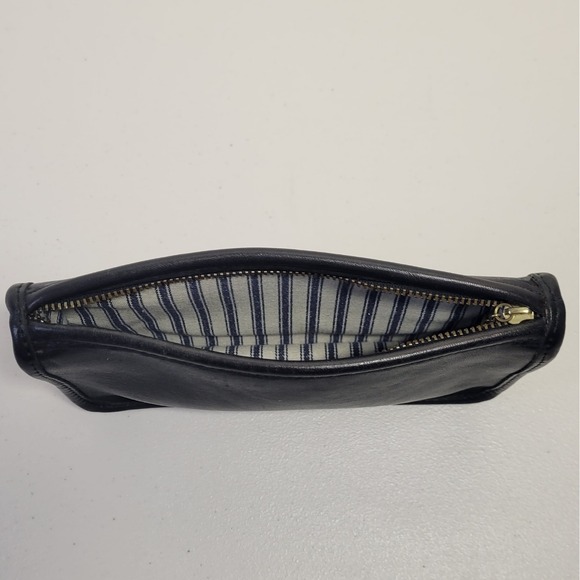 Coach Black Leather Cosmetic Makeup Bag Pouch Clutch Zipper Pouch Travel Storage - Picture 4 of 6